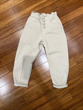 Zara Cream Paperbag Waist women Pants
